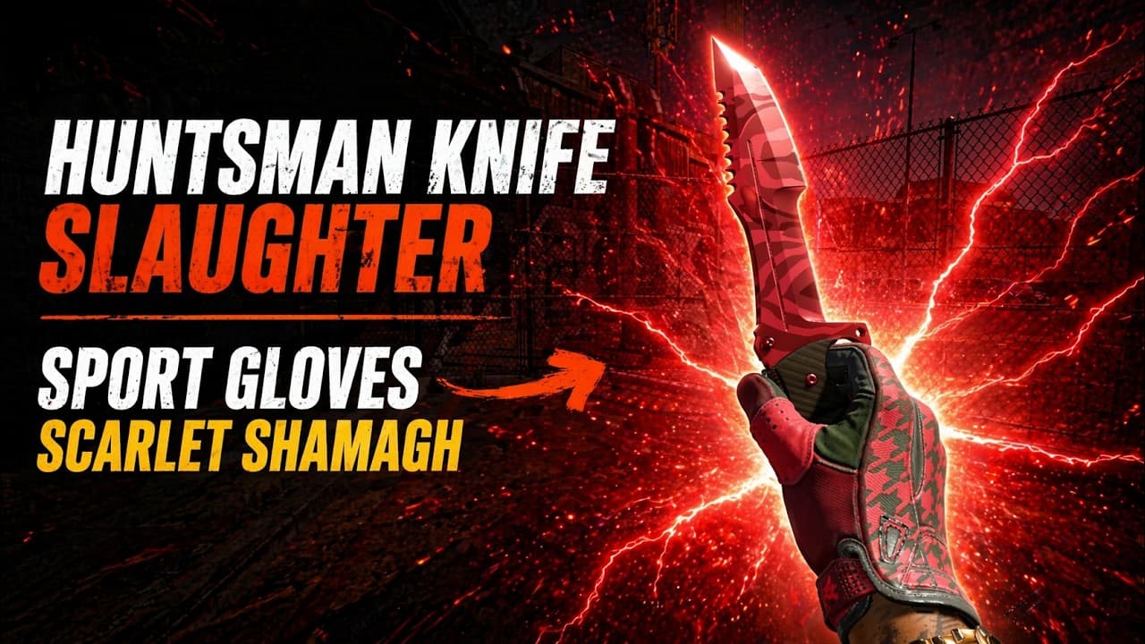 ★ Huntsman Knife | Slaughter + ★ Sport Gloves | Scarlet Shamagh