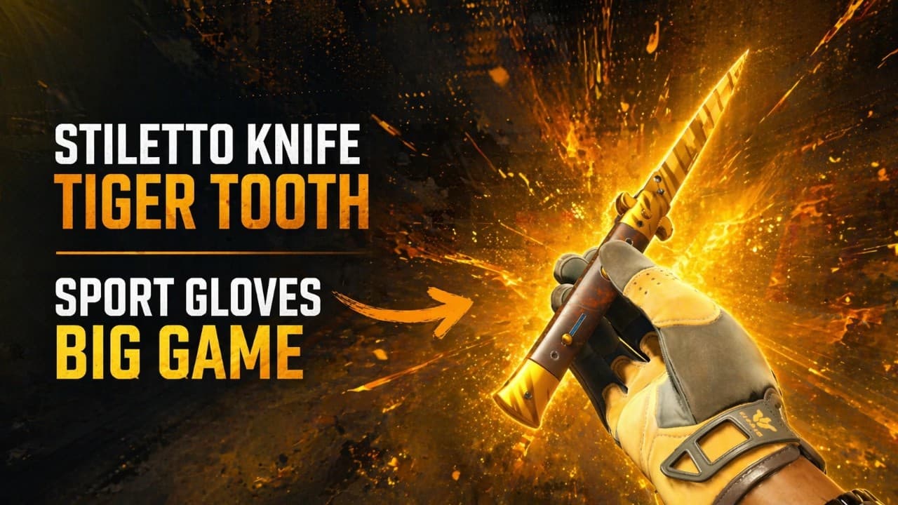 ★ Stiletto Knife | Tiger Tooth + ★ Sport Gloves | Big Game
