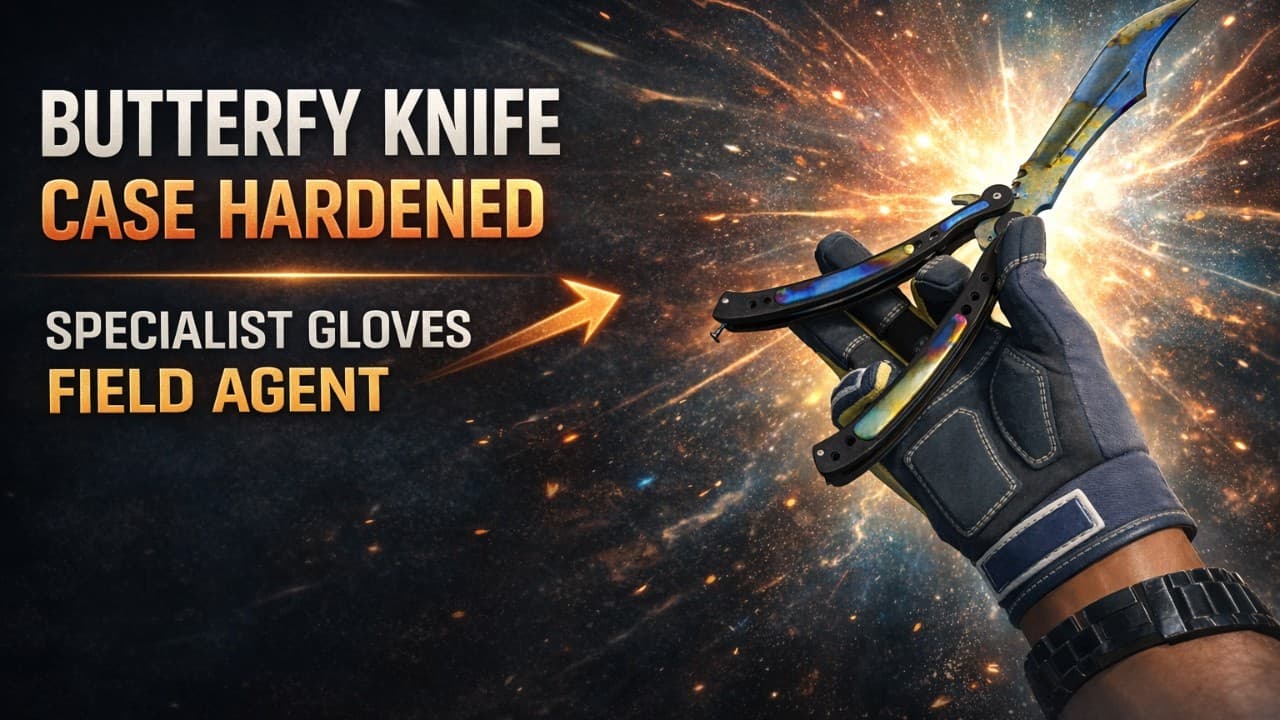 ★ Butterfly Knife | Case Hardened + ★ Specialist Gloves | Field Agent