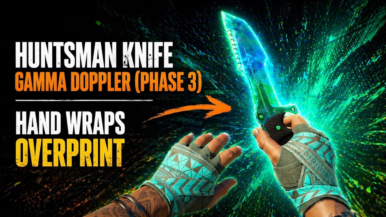★ Huntsman Knife | Gamma Doppler (Phase 3) + ★ Hand Wraps | Overprint